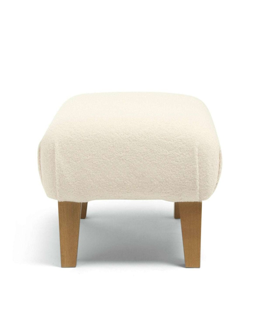 Nursery Furniture * | Nursery Footstool Off-White Boucle Hot Selling