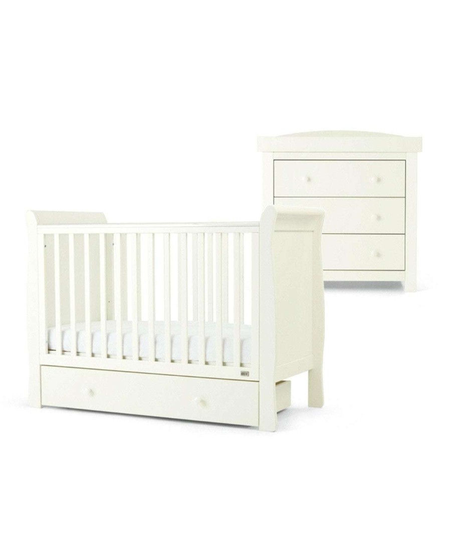 Furniture Collections * | Mia 2 Piece Cot And Nursery Dresser Changer Set White Wholesale