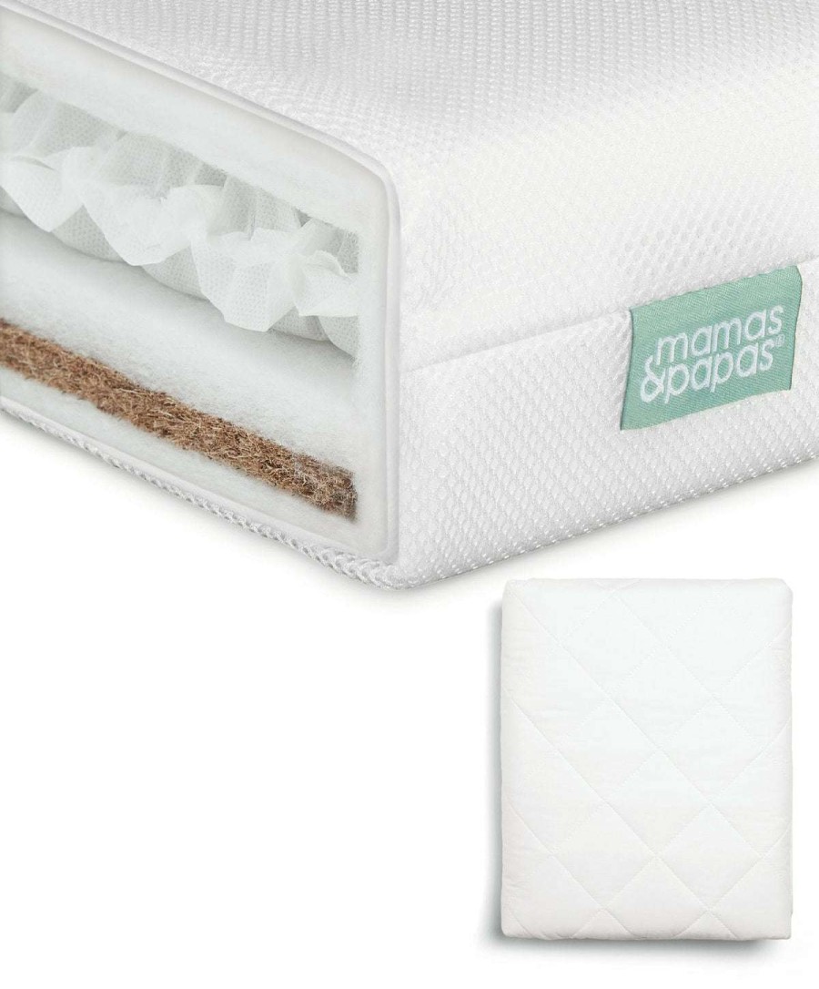 Baby Mattresses * | Premium Dual Core Cotbed Mattress & Quilted Waterproof Mattress Protector Bundle Top Selling