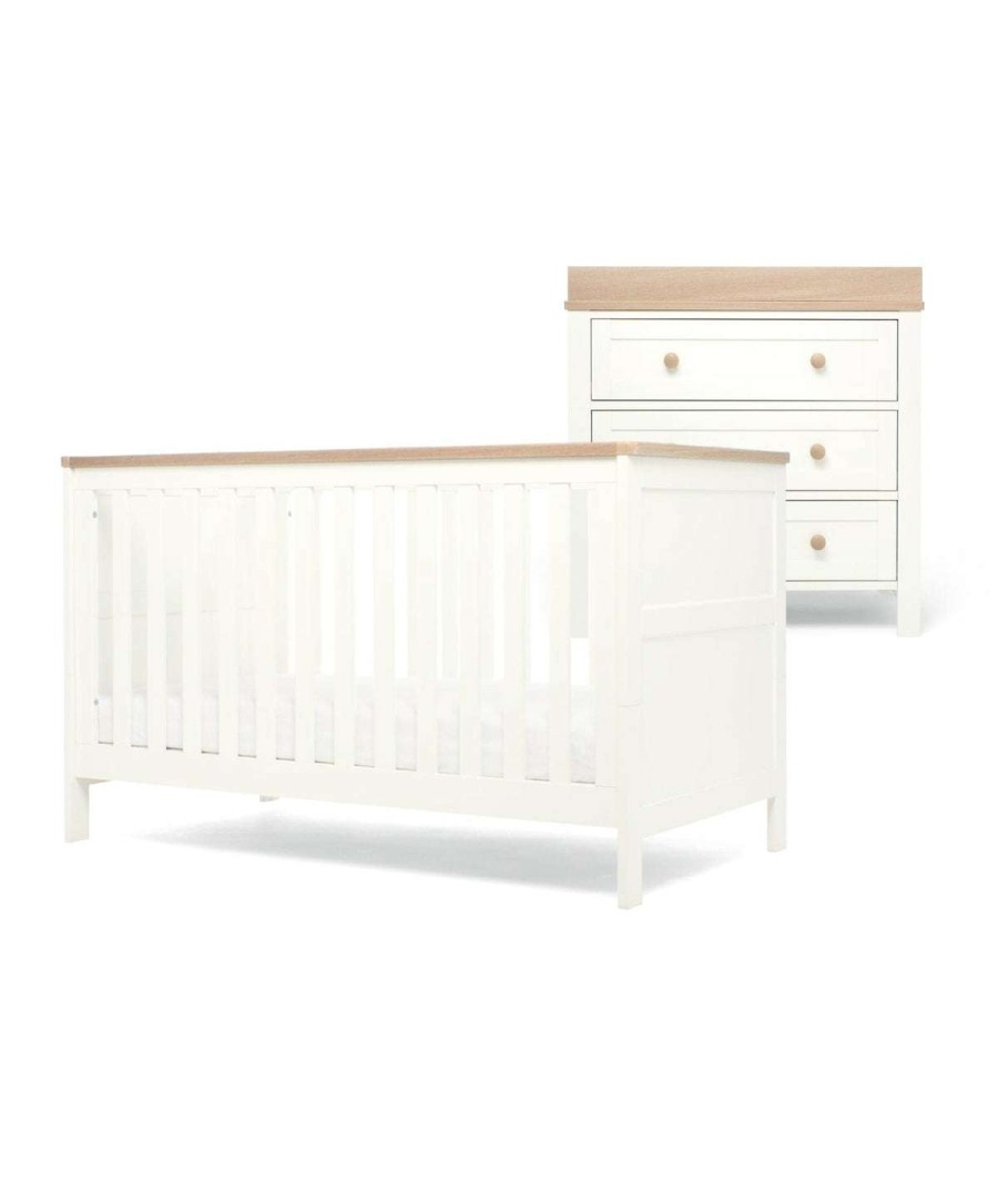 Nursery Furniture * | Wedmore 2 Piece Cotbed Set With Nursery Dresser Changer White/Natural Wholesale