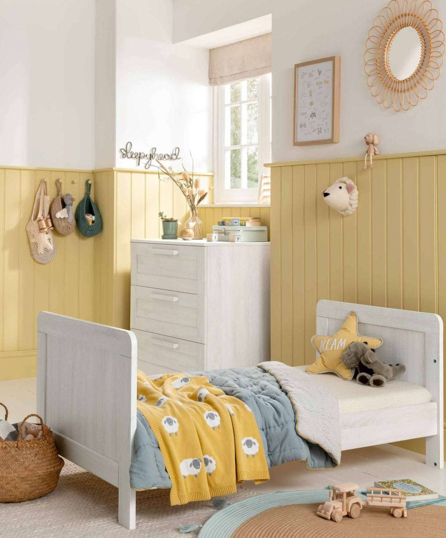 Furniture Collections * | Atlas 2 Piece Cot Bed Set With Dresser Nimbus White Tendy Style