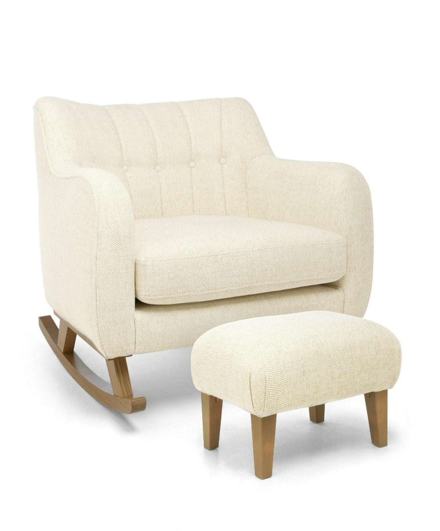 Hilston * | Hilston Cuddle Chair & Stool Set Sandstone Textured Weave & Mid-Oak Sale