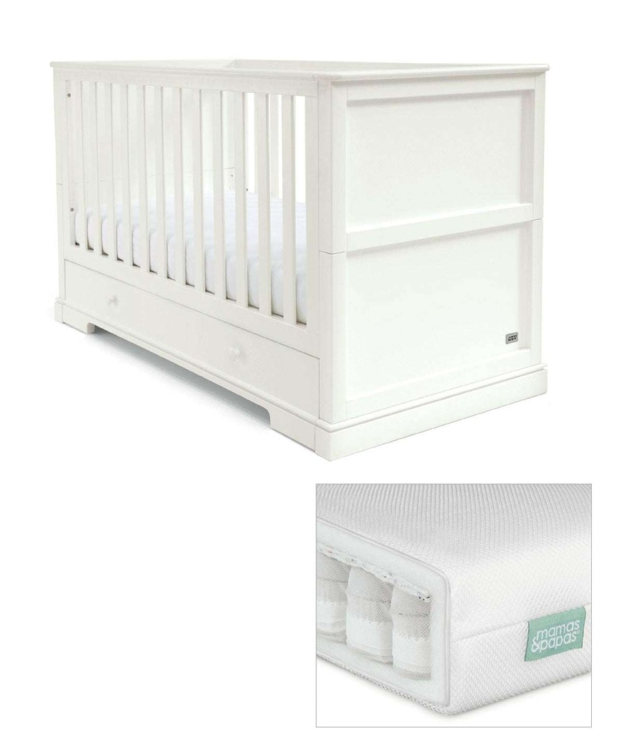 Furniture Collections * | Oxford White Cotbed With Premium Pocket Spring Mattress White Exquisite Gifts