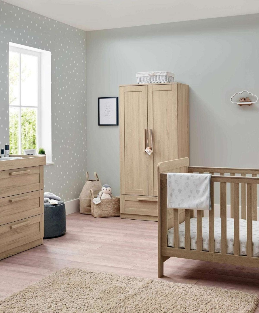 Furniture Collections * | Atlas 3 Piece Cot Bed Range With Dresser And Wardrobe Light Oak Latest